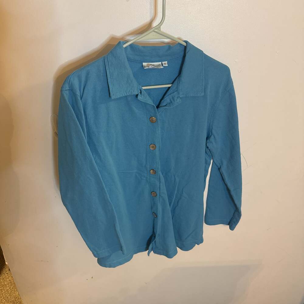 Hot Cotton By Marc Ware 100% cotton Blue Button Down Shirt Size S